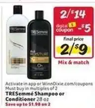 Winn Dixie Tresemme Shampoo or Conditioner offer