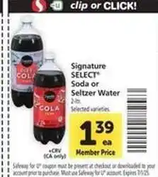 Safeway Signature SELECT Soda or Seltzer Water offer