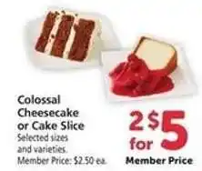 Safeway Colossal Cheesecake or Cake Slice offer