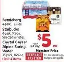 Safeway Bundaberg, Starbucks, Crystal Geyser Alpine Spring Water offer