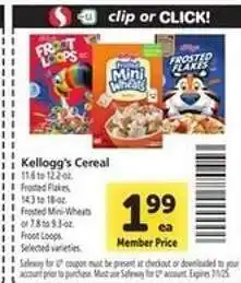 Safeway Kellogg's Cereal offer