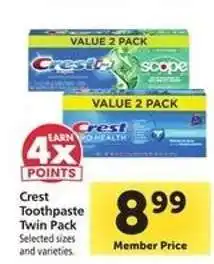 Safeway Crest Toothpaste Twin Pack offer