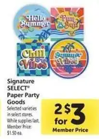 Safeway Signature Select Paper Party Goods offer