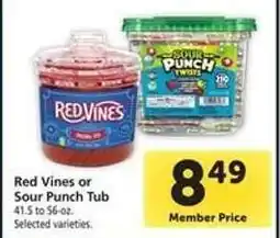 Safeway Red Vines or Sour Punch Tub offer