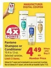 Safeway Pantene Shampoo or Conditioner offer