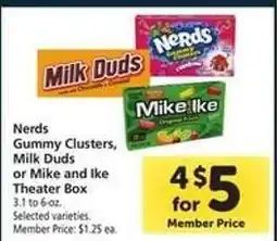 Safeway Nerds Gummy Clusters, Milk Duds or Mike and Ike Theater Box offer