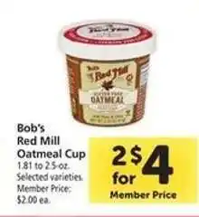 Safeway Bob's Red Mill Oatmeal Cup offer