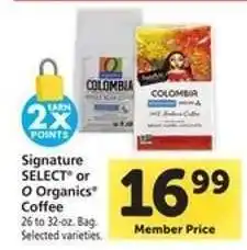 Safeway Signature SELECT or O Organics Coffee offer