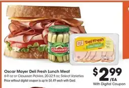 Kroger Oscar Mayer Deli Fresh Lunch Meat offer