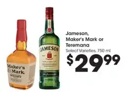 Kroger Jameson, Maker's Mark or Teremana offer