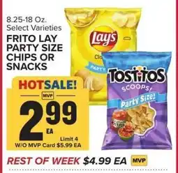 Food Lion Frito Lay Party Size Chips or Snacks offer