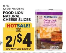 Food Lion FOOD LION NATURAL CHEESE SLICES offer