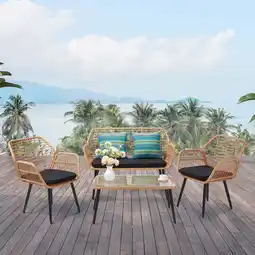 Walmart SalonMore 4 Pieces Wicker Set, Backyard Porch Garden Poolside Balcony Furniture Sets offer
