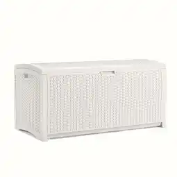 Walmart Suncast 99-Gal. Weather-Resistant Resin Outdoor Deck Storage Box and Bench, White offer