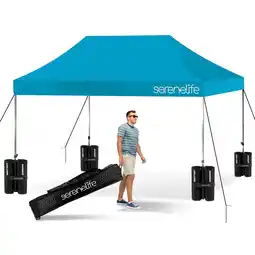 Walmart SereneLife Pop Commercial Instant Shelter-Waterproof Polyester Tent W/ Bag, 10 x 15 ft. (Sky Blue) offer