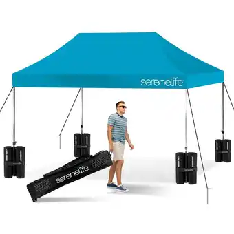 Walmart SereneLife Pop Commercial Instant Shelter-Waterproof Polyester Tent W/ Bag, 10 x 15 ft. (Sky Blue) offer