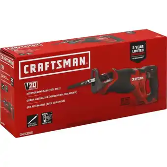 Walmart CRAFTSMAN V20 Reciprocating Saw, Cordless, Tool Only CMCS300B offer