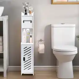 Walmart PinkSheep Toilet Paper Holder Stand, Slim Bathroom Storage Cabinet Organizer for Small Spaces offer