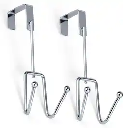 Walmart DecorRack Over the Door Hooks, Heavy Duty Chrome Hooks, Towel Hanger Organizer for Bathroom (2 Pack) offer