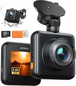 Walmart iZEEKER 2.5K Dash Cam Front and Rear Camera with 32G SD Card, 1440P 170 G-Sensor, Night Vision, WDR offer
