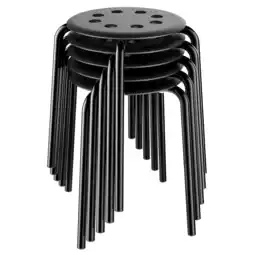 Walmart Alden Design Set of 5 Stacking Plastic Stackable Kitchen Stools for Home School, Black offer