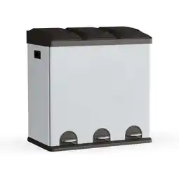 Walmart Step N' Sort 3-Compartment Stainless Steel Kitchen Trash and Recycling Bin, 16 gal offer