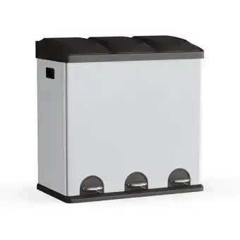Walmart Step N' Sort 3-Compartment Stainless Steel Kitchen Trash and Recycling Bin, 16 gal offer