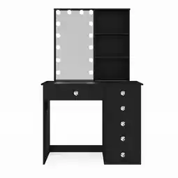Walmart Ember Interiors Kids Vanity Desk with Lights, Mirror & Drawers, Crystal Knobs, Black offer