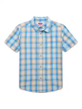 Walmart Wrangler Boys Button-Up Short Sleeve Shirt, Sizes 4-16 offer