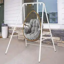Walmart UBesGoo Metal Hammock Chair Stand Heavy Duty Hanging Chair Stand Porch Swing Stand - White offer