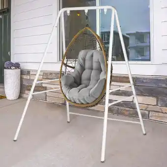 Walmart UBesGoo Metal Hammock Chair Stand Heavy Duty Hanging Chair Stand Porch Swing Stand - White offer