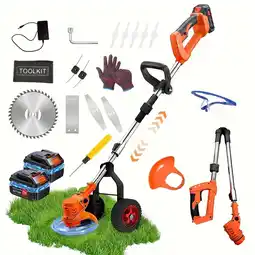 Walmart Paddsun Electric Weed Eater, Cordless with Wheels 21V Portable 4-in-1 Grass Trimmer Edger offer