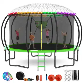 Walmart GVDV 16FT Outdoor Trampoline for Kids & Adults, Recreational Trampoline w/Ladder & Safety Net offer