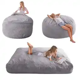 Walmart BYBYME Giant Washable and Convertible Bean Bag Chairs with Cover, Gray offer