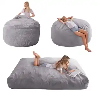 Walmart BYBYME Giant Washable and Convertible Bean Bag Chairs with Cover, Gray offer