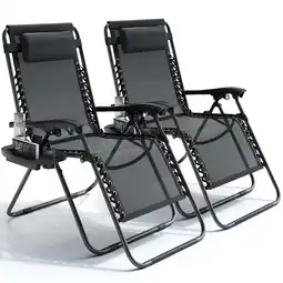 Walmart Hearth & Harbor Zero Gravity Chair Set of 2, Outdoor Lounge Chairs with Cup Holder, Black offer