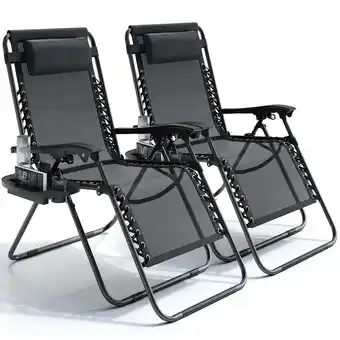Walmart Hearth & Harbor Zero Gravity Chair Set of 2, Outdoor Lounge Chairs with Cup Holder, Black offer