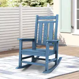 Walmart KINGYES Outdoor Rocking Chair HDPE All Weather Patio Rocker for Porch Garden Lawn, Grey offer