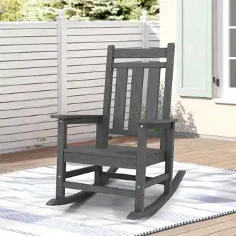 Walmart KINGYES Outdoor Rocking Chair HDPE All Weather Patio Rocker for Porch Garden Lawn, Grey offer