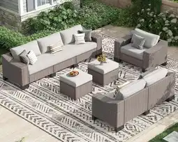 Walmart 8 Pieces Outdoor Patio Furniture Sets with Ottman, Manual Weaving Wicker for Backyard Patio Garden offer