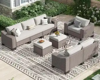 Walmart 8 Pieces Outdoor Patio Furniture Sets with Ottman, Manual Weaving Wicker for Backyard Patio Garden offer