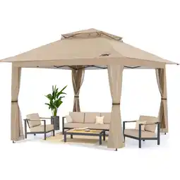 Walmart ABCCANOPY 13'x13' Gazebo Tent Outdoor Pop up Gazebo Canopy Shelter with Mosquito Netting, Khaki offer