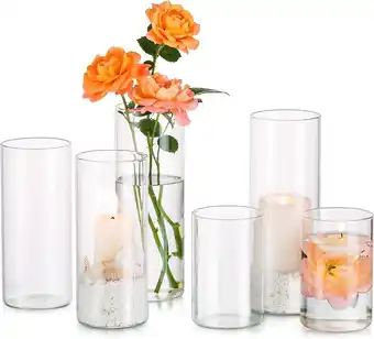 Walmart Sziqiqi 4 6 8 Glass Cylinder Vases, Set of 6 offer