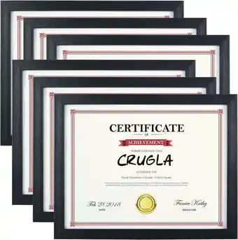 Walmart 6 Pack 8.5x11 Picture Frame Diploma Certificate Document Award Black, Wall or Tabletop offer
