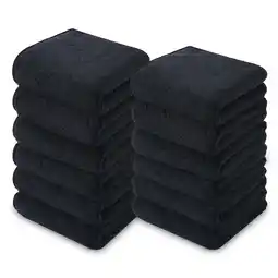 Walmart Jessy Home 12 Pack Black Washcloths for Bathroom 13x13 Inch Ultra Soft Hand Face Towels offer