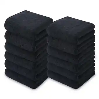 Walmart Jessy Home 12 Pack Black Washcloths for Bathroom 13x13 Inch Ultra Soft Hand Face Towels offer