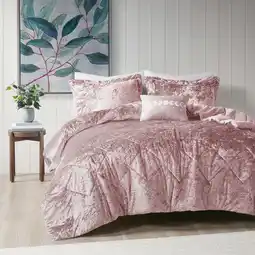 Walmart Intelligent Design Felicia Polyester Velvet Comforter Set in Blush Pink offer