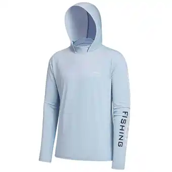 Walmart Bassdash Men's UV Sun Protection Hooded Long Sleeve Fishing Hoodie,Blue,L offer
