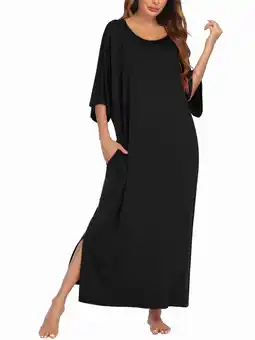 Walmart Avidlove Women's Long Nightgown Short Sleeve Sleepshirt Casual Maxi Loungewear with Pockets offer