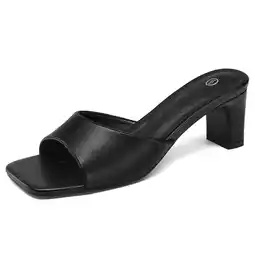 Walmart Bocca Women's Block Heel Square Toe Sandals Black Backless Slip On Mules 8M offer